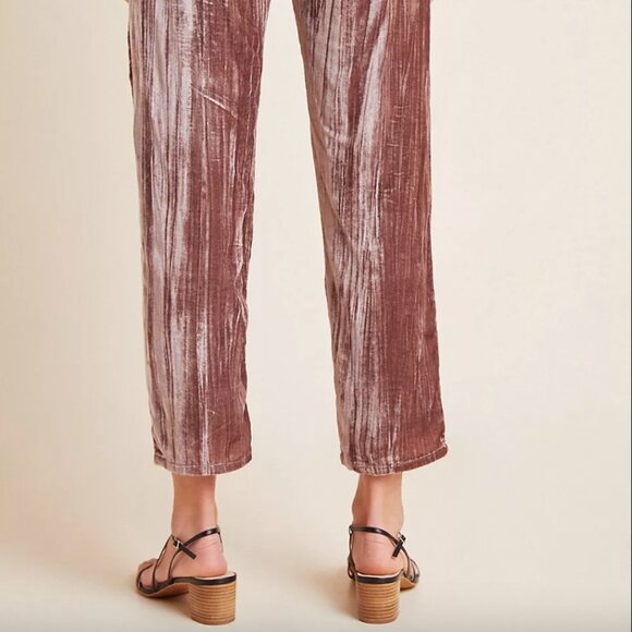 Anthropologie Tina + Jo : Josephine Velvet Tapered Trousers : Mauve pink, Size L - Picture 4 of 4